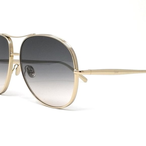 New ⭐️CHLOE Sunglasses⭐️ Gold/Grey Aviator unisex - Picture 5 of 6